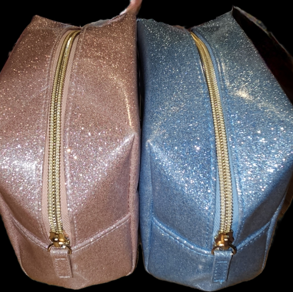 Pink and blue Glitter makeup bags